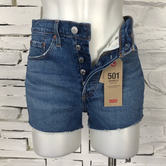 Levi’s 501’s High Rise Button Fly Denim Shorts - Picture 5 of 7